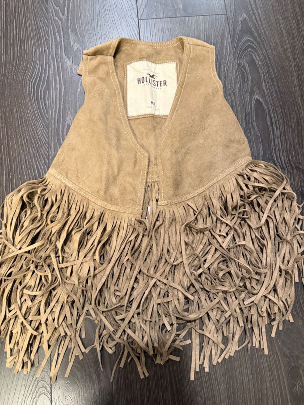 Hollister Tan Suede Fringe Vest